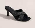 Midnight Spark Cross Strap Heeled Mules