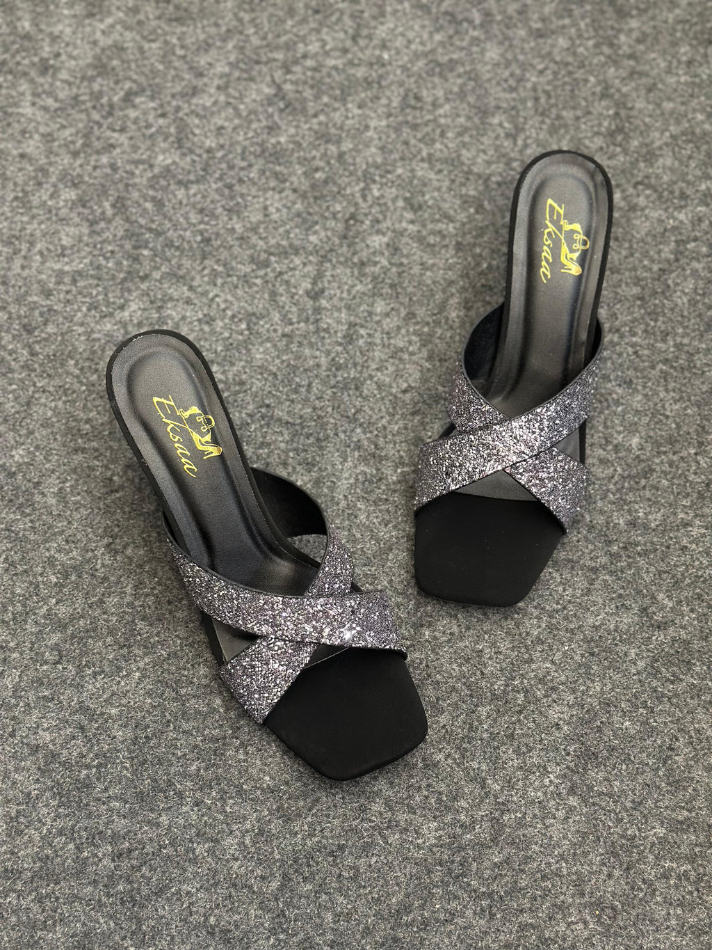 Noir Glint Mule