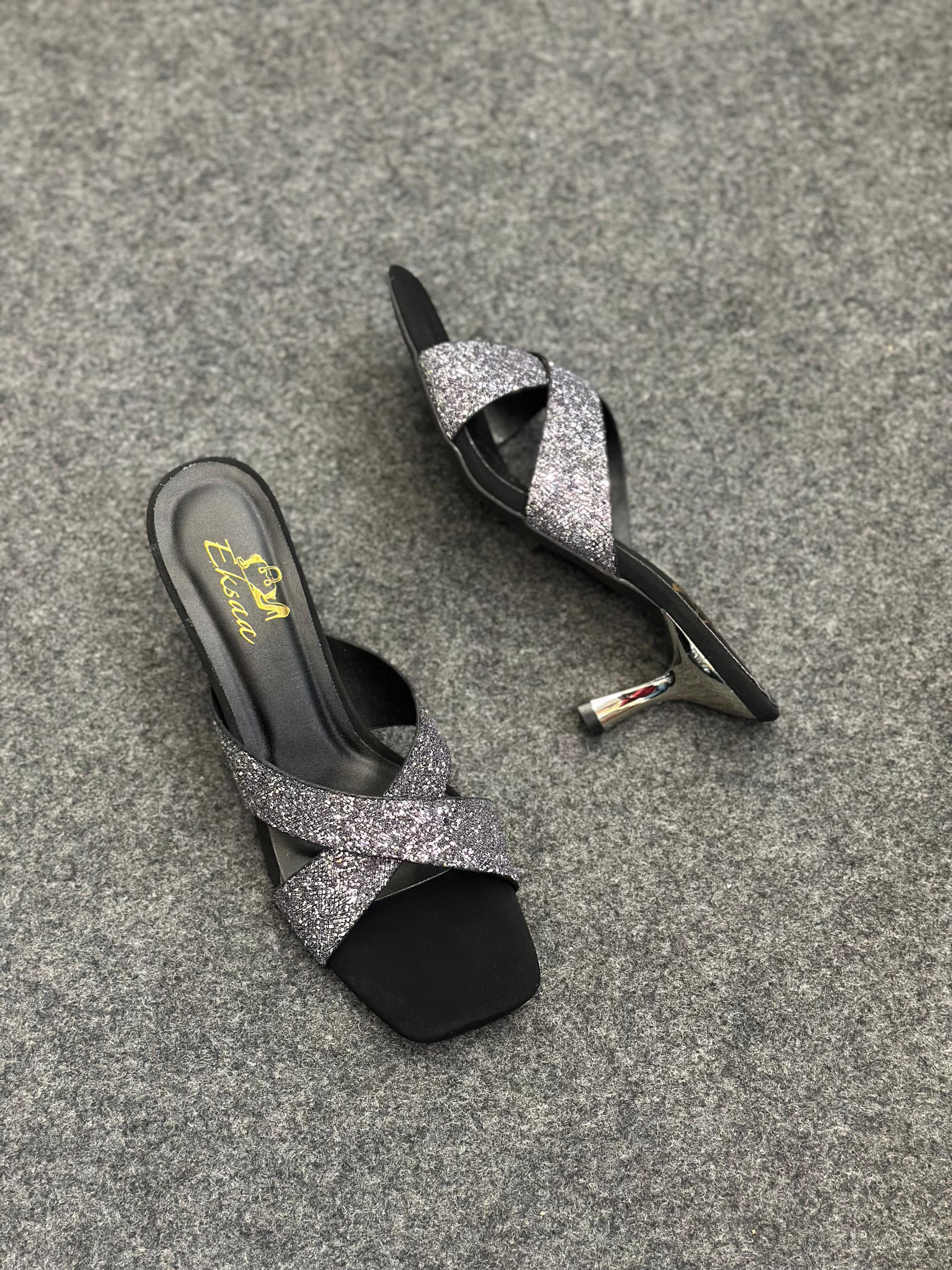 Noir Glint Mule
